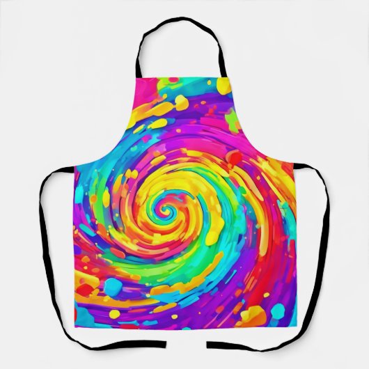 Levendige Spiral Splash Kleuren Kunst Schort (Voorkant)
