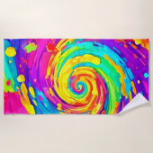 Levendige Spiral Splash Kleuren Kunst Strandlaken (Voorkant)