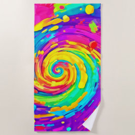 Levendige Spiral Splash Kleuren Kunst Strandlaken