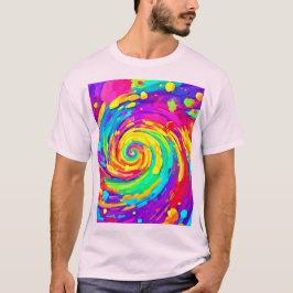Levendige Spiral Splash Kleuren Kunst T-shirt