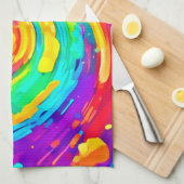 Levendige Spiral Splash Kleuren Kunst Theedoek (Quarter Fold)