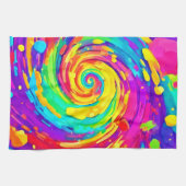 Levendige Spiral Splash Kleuren Kunst Theedoek (Horizontaal)