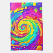 Levendige Spiral Splash Kleuren Kunst Theedoek (Verticaal)