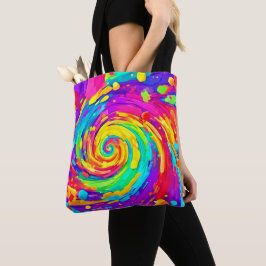 Levendige Spiral Splash Kleuren Kunst Tote Bag