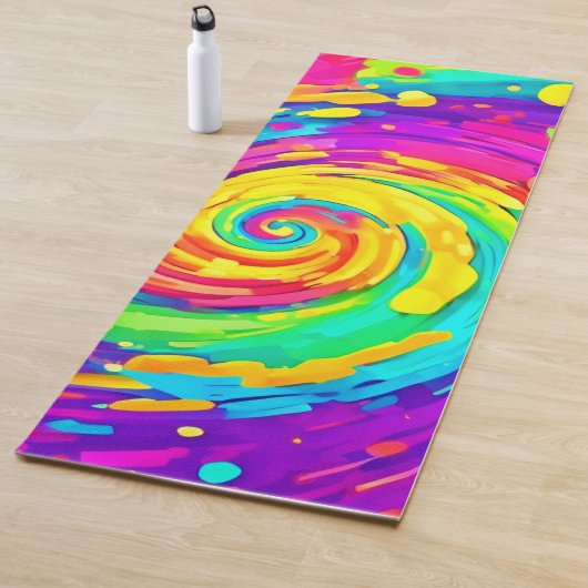 Levendige Spiral Splash Kleuren Kunst Yogamat (In situ)