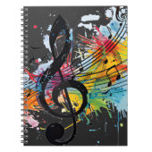 Levendige Splashy Music Lover's Spiral Notitieboek (Voorkant)