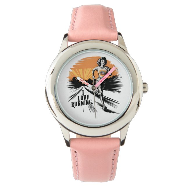 Levendige Splatter Ik hou van hardlopen Horloge (Voorkant)