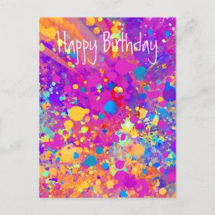 Levendige Spletters Happy Birthday Abstract Briefkaart