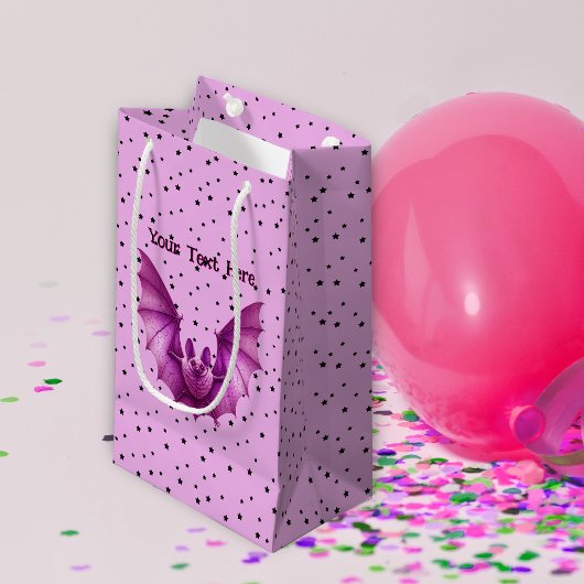 Levendige Spooky Pink Flying Bat Black Stars Klein Cadeauzakje