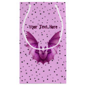 Levendige Spooky Pink Flying Bat Black Stars Klein Cadeauzakje (Achterkant)