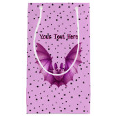 Levendige Spooky Pink Flying Bat Black Stars Klein Cadeauzakje (Voorkant)