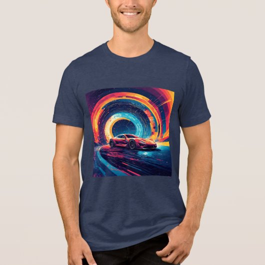 Levendige sportwagen Abstracte bewegingskunst Tri-Blend Shirt (Voorkant)