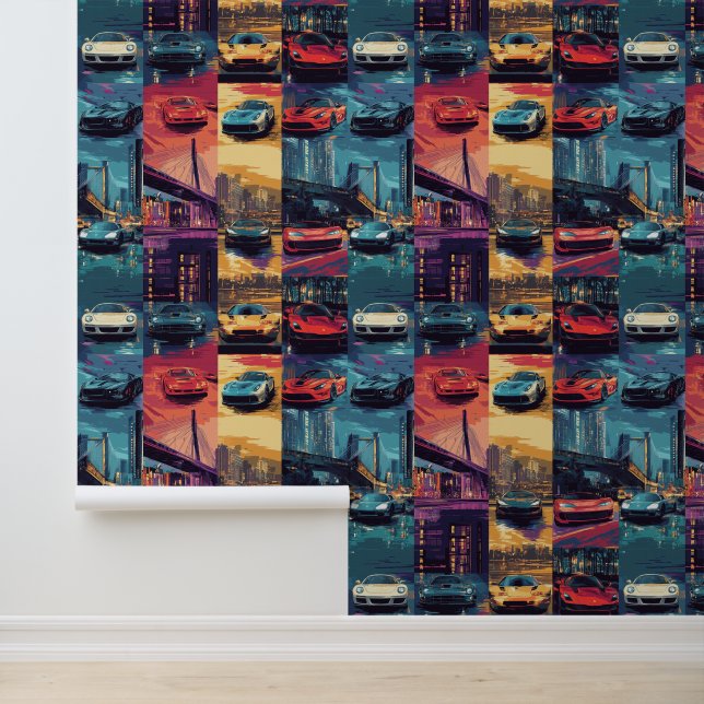 Levendige sportwagen behang voor automotive fans (Applicatie)