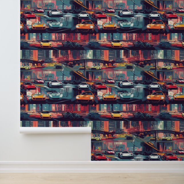 Levendige sportwagen behang voor automotive fans (Applicatie)