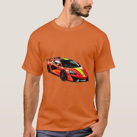Levendige sportwagen illustratie t-shirt (Voorkant)