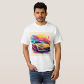 Levendige sportwagen in een dynamische Abstracte k T-shirt (Voorkant volledig)