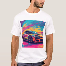 Levendige sportwagen in een dynamische Abstracte k T-shirt