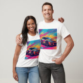 Levendige sportwagen in een dynamische Abstracte k T-shirt (Unisex)