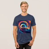 Levendige sportwagen in een dynamische Abstracte k Tri-Blend Shirt (Voorkant volledig)