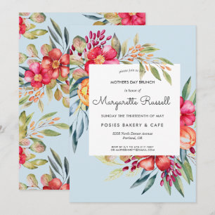 Levendige Spring Floral Moederdag Brunch Kaart
