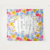 Levendige Spring Waterverf Bloemen Welkom bruiloft Wandkleed (Voorkant (horizontaal))