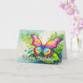 Levendige Springtime Butterfly Happy Birthday Kaart