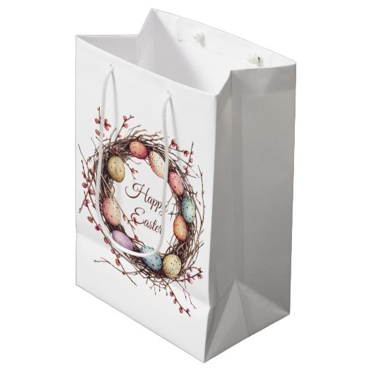 Levendige Springtime Egg Nest Paasbrunch Medium Cadeauzakje (Voorkant Gekanteld)