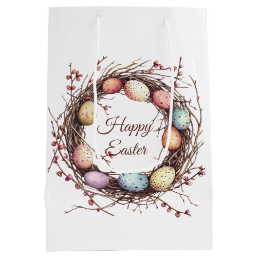 Levendige Springtime Egg Nest Paasbrunch Medium Cadeauzakje (Achterkant)