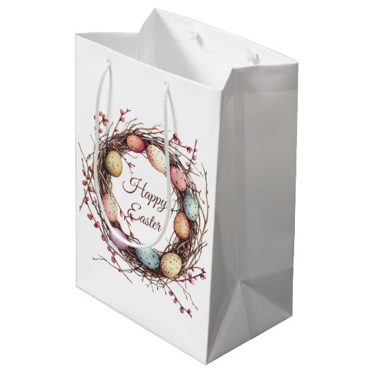 Levendige Springtime Egg Nest Paasbrunch Medium Cadeauzakje (Achterkant Gekanteld)