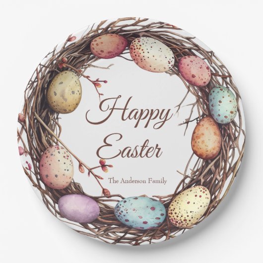 Levendige Springtime Egg Nest Paasbrunch Papieren Bordje (Voorkant)
