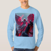 Levendige St Michael Aartsengel Lange Mouw Mannen  T-shirt (Voorkant)