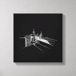 Levendige Stadsbrug Uniek Modern Zwart-Wit Canvas Afdruk