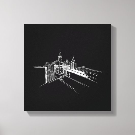 Levendige Stadsbrug Uniek Modern Zwart-Wit Canvas Afdruk (Voorkant)