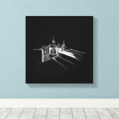 Levendige Stadsbrug Uniek Modern Zwart-Wit Canvas Afdruk (Insitu (Houten vloer))