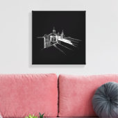 Levendige Stadsbrug Uniek Modern Zwart-Wit Canvas Afdruk (Insitu (Woonkamer))