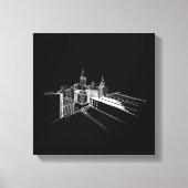 Levendige Stadsbrug Uniek Modern Zwart-Wit Canvas Afdruk (Voorkant)