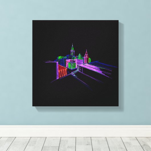 Levendige stadsbrug Unieke Moderne Canvas Afdruk (Insitu (Houten vloer))