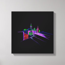Levendige stadsbrug Unieke Moderne Canvas Afdruk