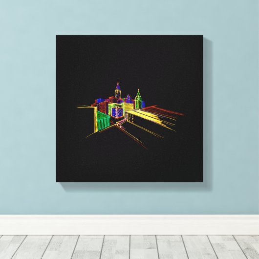 Levendige stadsbrug Unieke Moderne Canvas Afdruk (Insitu (Houten vloer))