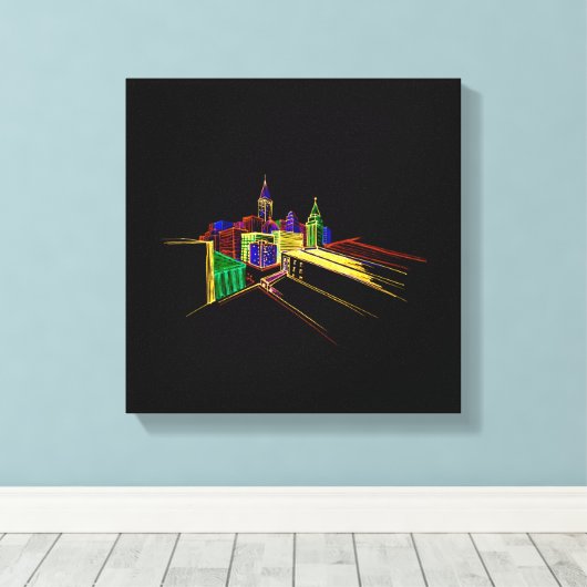 Levendige stadsbrug Unieke Moderne Canvas Afdruk (Insitu (Houten vloer))