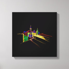 Levendige stadsbrug Unieke Moderne Canvas Afdruk
