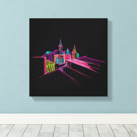 Levendige stadsbrug Unieke Moderne Canvas Afdruk (Insitu (Houten vloer))