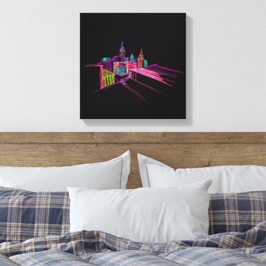 Levendige stadsbrug Unieke Moderne Canvas Afdruk (Insitu (Slaapkamer))