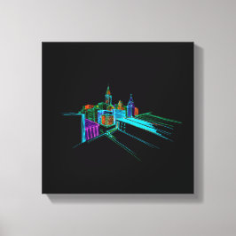 Levendige stadsbrug Unieke Moderne Canvas Afdruk