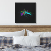 Levendige stadsbrug Unieke Moderne Canvas Afdruk (Insitu (Slaapkamer))