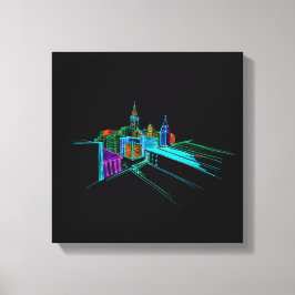 Levendige stadsbrug Unieke Moderne Canvas Afdruk
