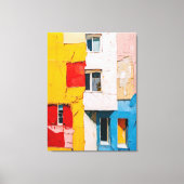 Levendige stadsramen – Abstract olieverfschilderij Canvas Afdruk (Voorkant)