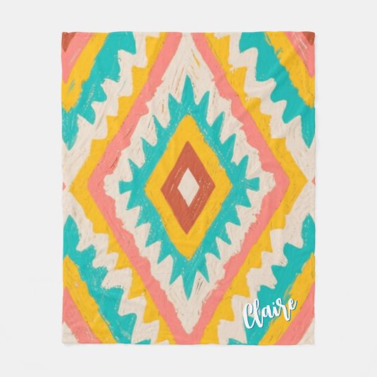 Levendige stam, gewaagde geometrische boho-patroon fleece deken (Voorkant)