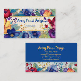 Levendige Standaard Waterverf Bloemen Visitekaartje