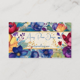 Levendige Standaard Waterverf Bloemen Visitekaartje